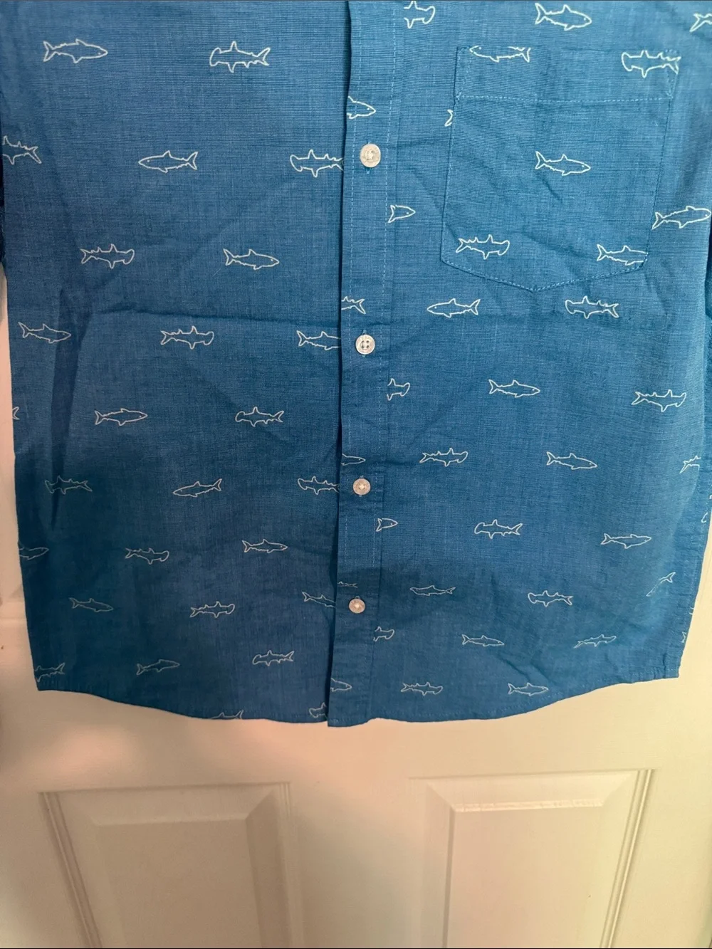 EUC Old Navy Boys Short-Sleeve Shark-Print Button-Down Shirt